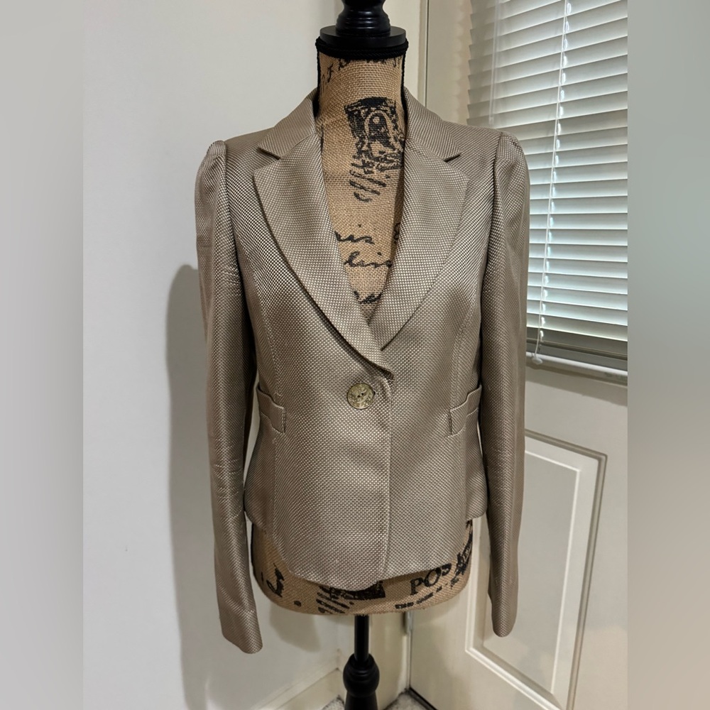 Armani Collezioni Metallic golden cream Single-Button Blazer